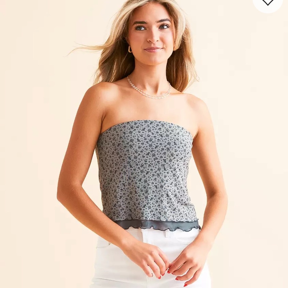 Willow Root Gray Patterned Tube Top